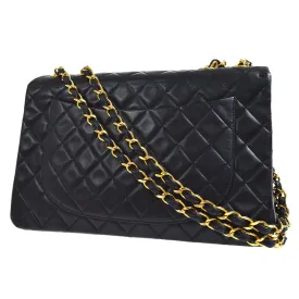 CHANEL 1994-1996 Black Lambskin Classic Flap Maxi 80413