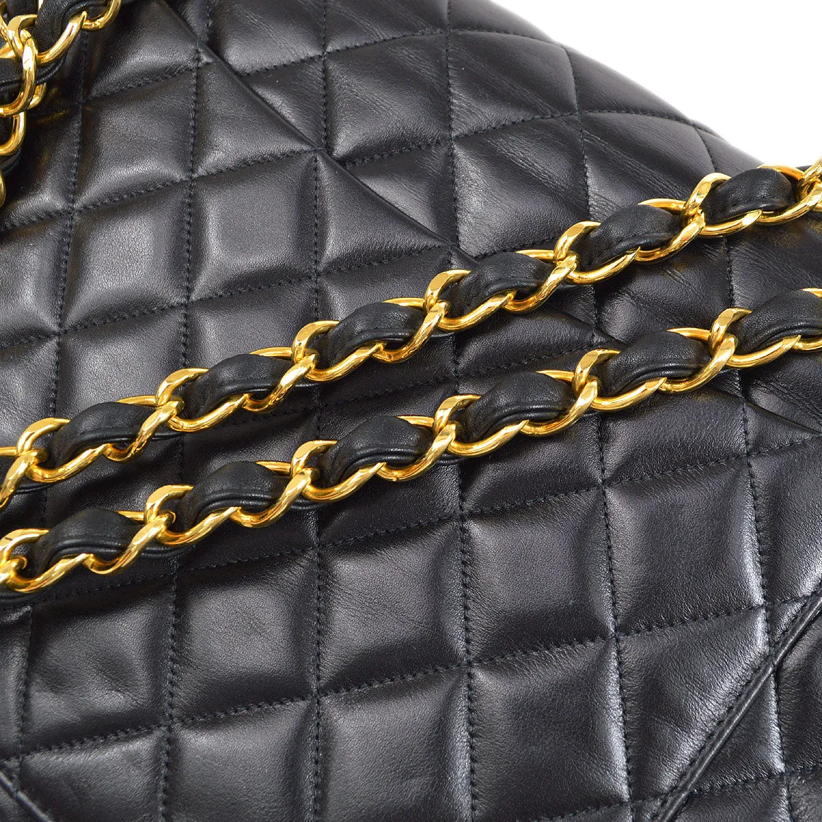 Chanel 1994-1996 Classic Flap Maxi Black Lambskin 75151