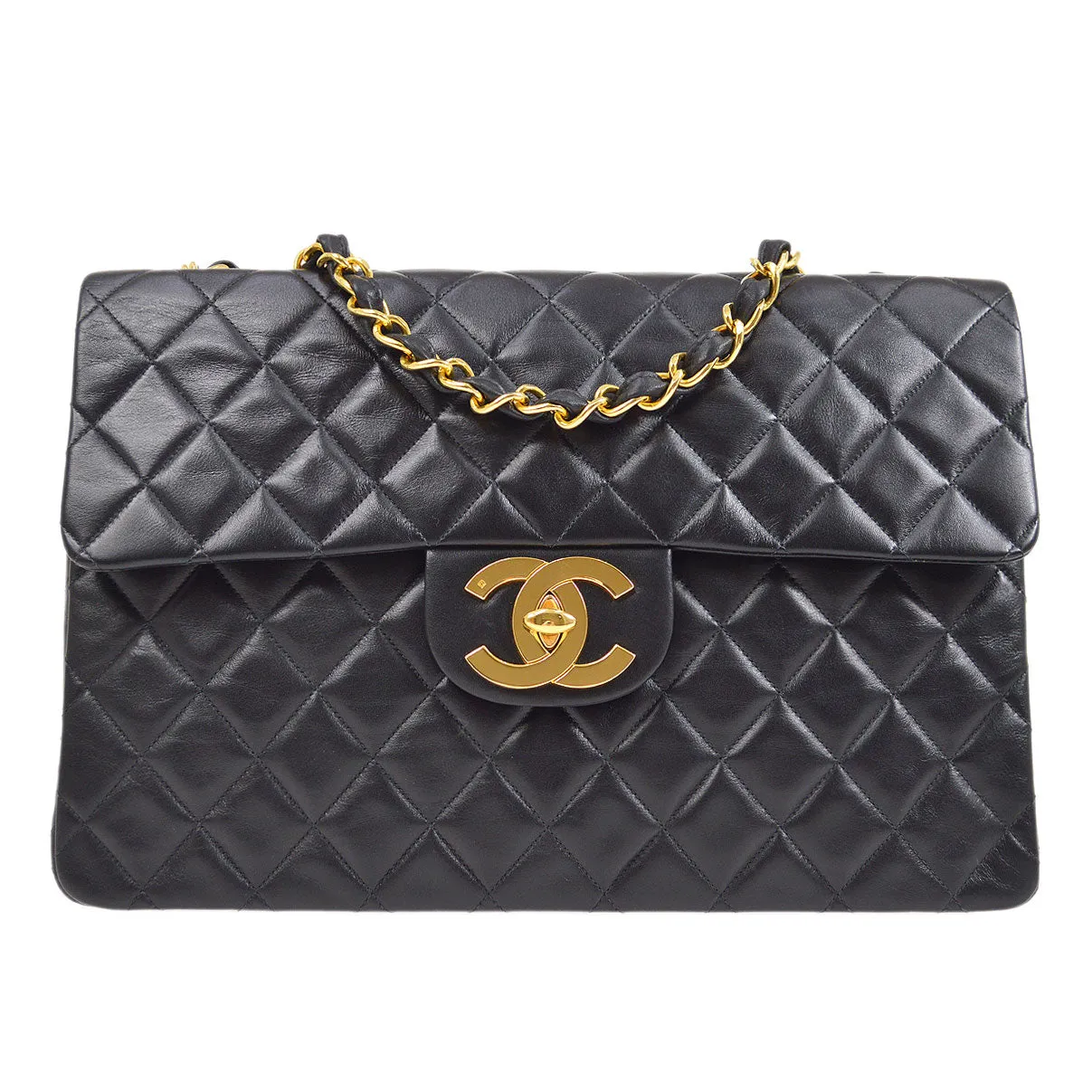 Chanel 1994-1996 Classic Flap Maxi Black Lambskin 75151