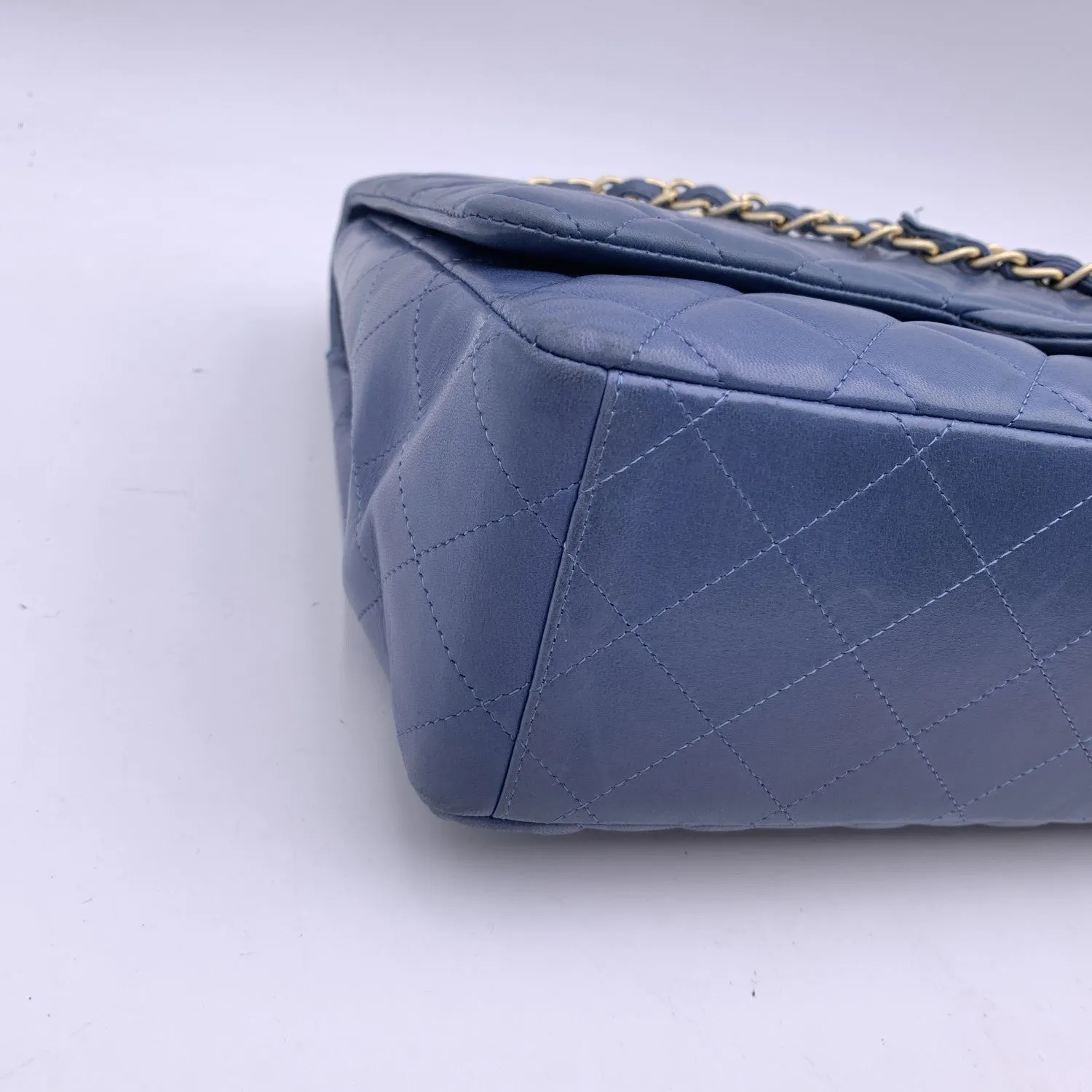 CHANEL Blue Quilted Leather Maxi Timeless Classic 2.55 Single Flap Bag