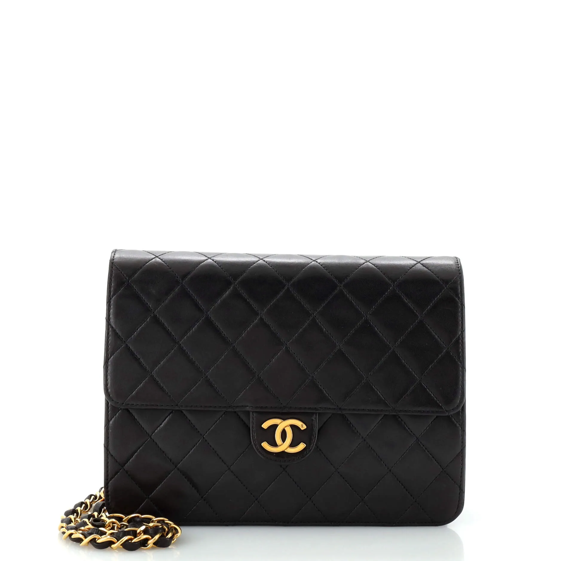 CHANEL Vintage Clutch with Chain Quilted Leather Small