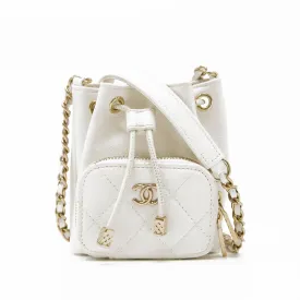 Chanel White Mini Pocket Bucket Bag