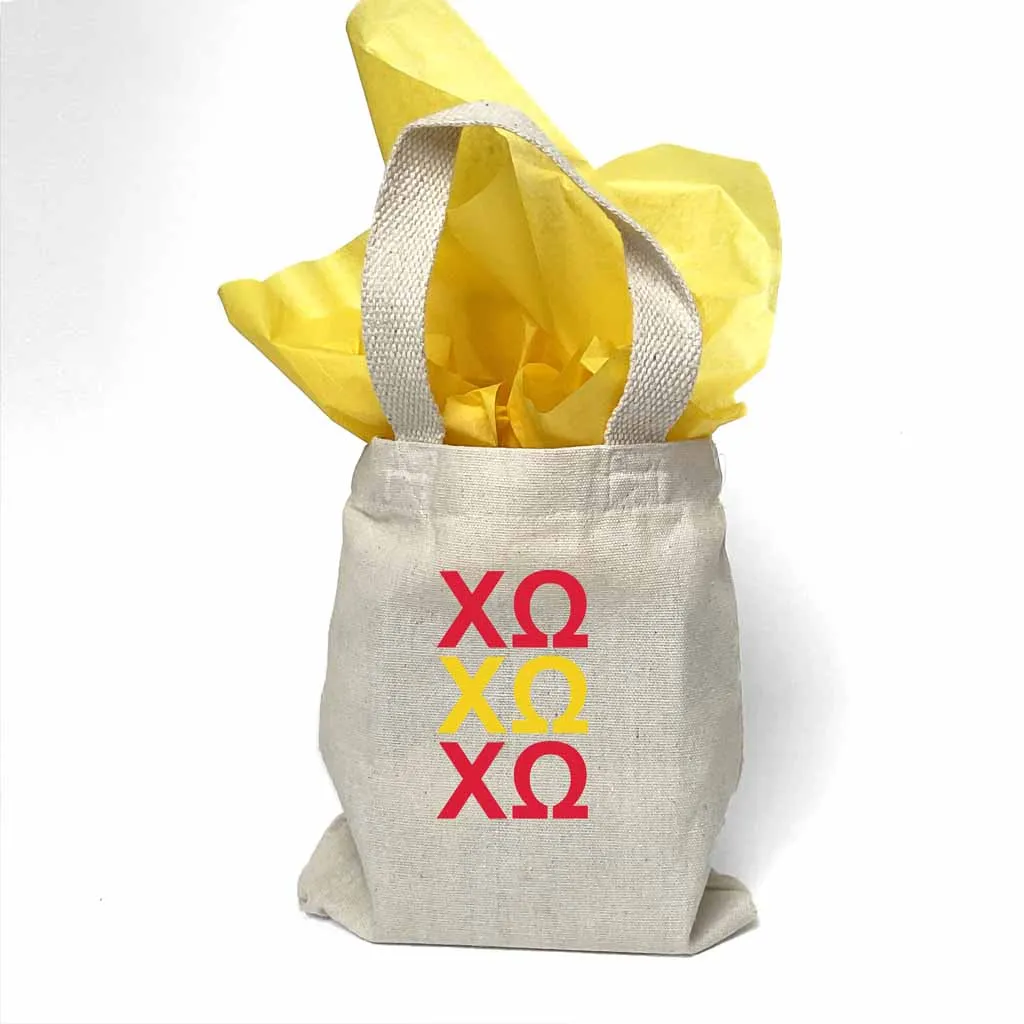 Chi Omega Sorority Greek Letters Mini Tote Gift Bag