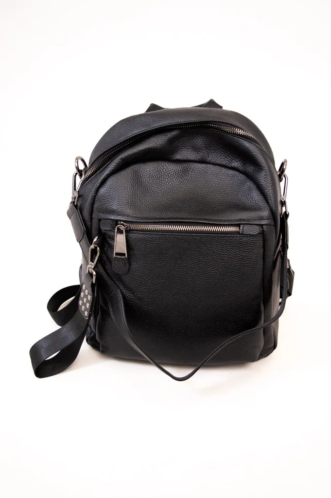 Classic Backpack 7929, Black, Leather