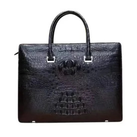 Classic Genuine Crocodile Leather Luxury Vintage  Strapless Briefcase Computer Bag