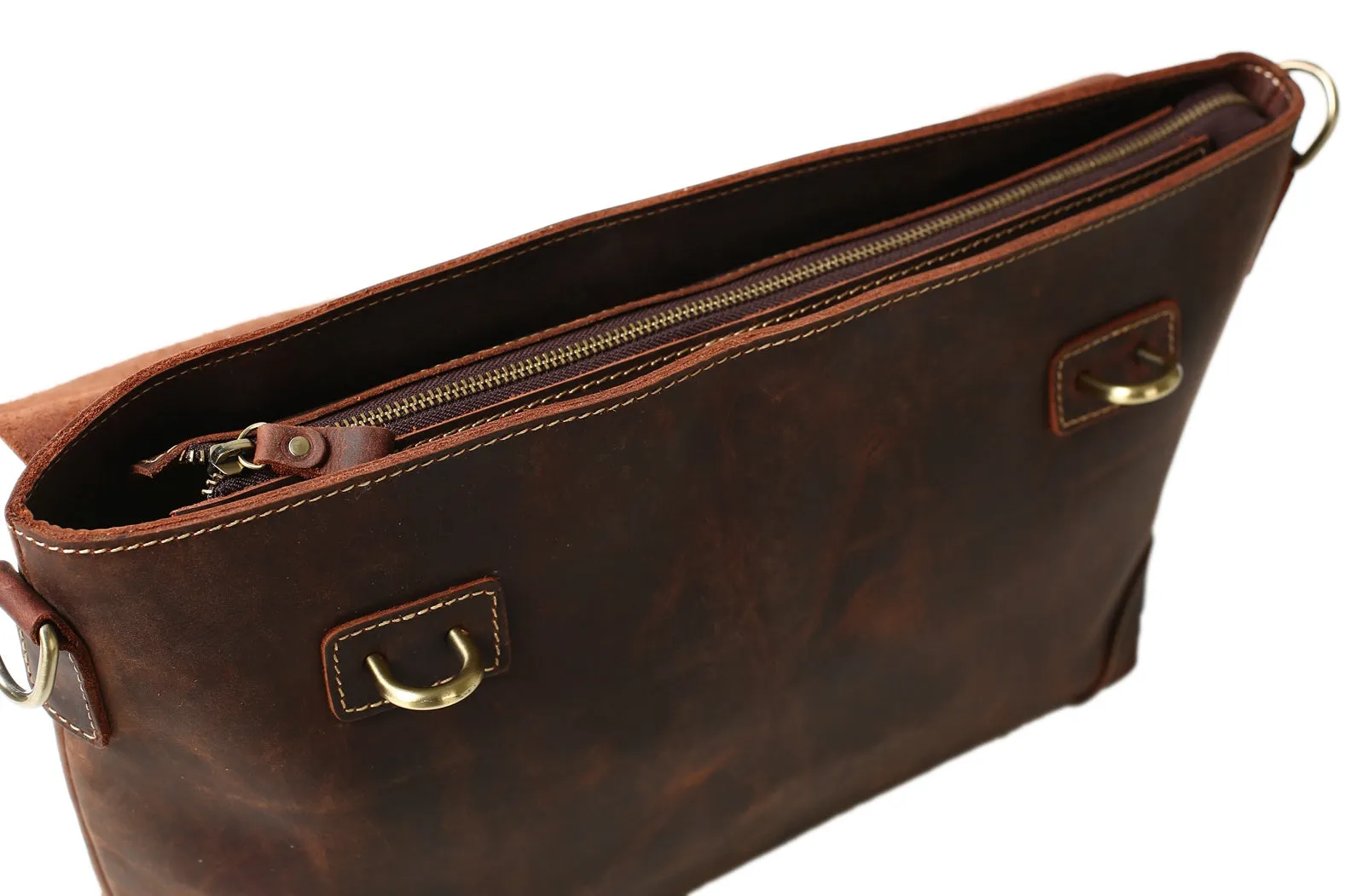 Classic Vintage Leather Briefcase for Men, Messenger Bags