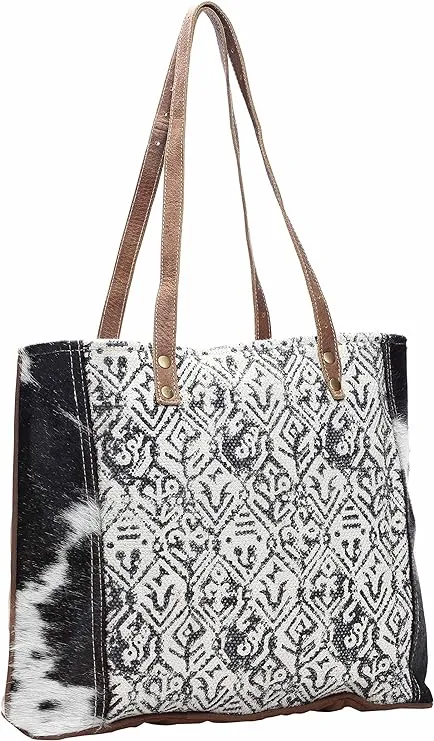 Cotton & Cowhide Leather Canvas Tote