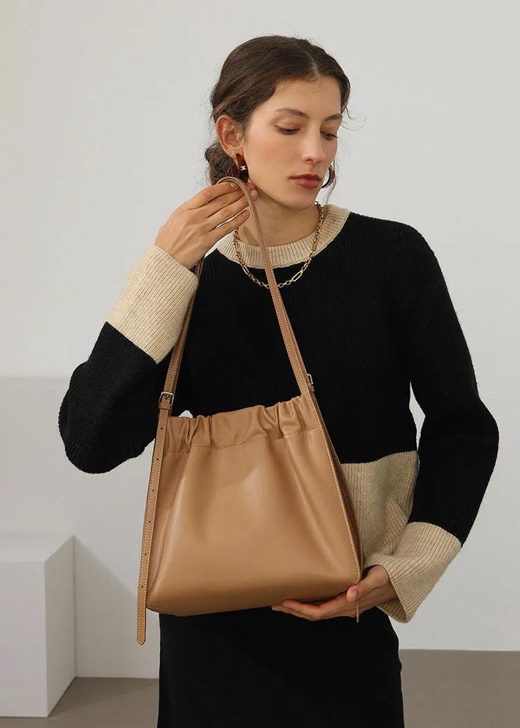 Crinkle Leather Shoulder Bag