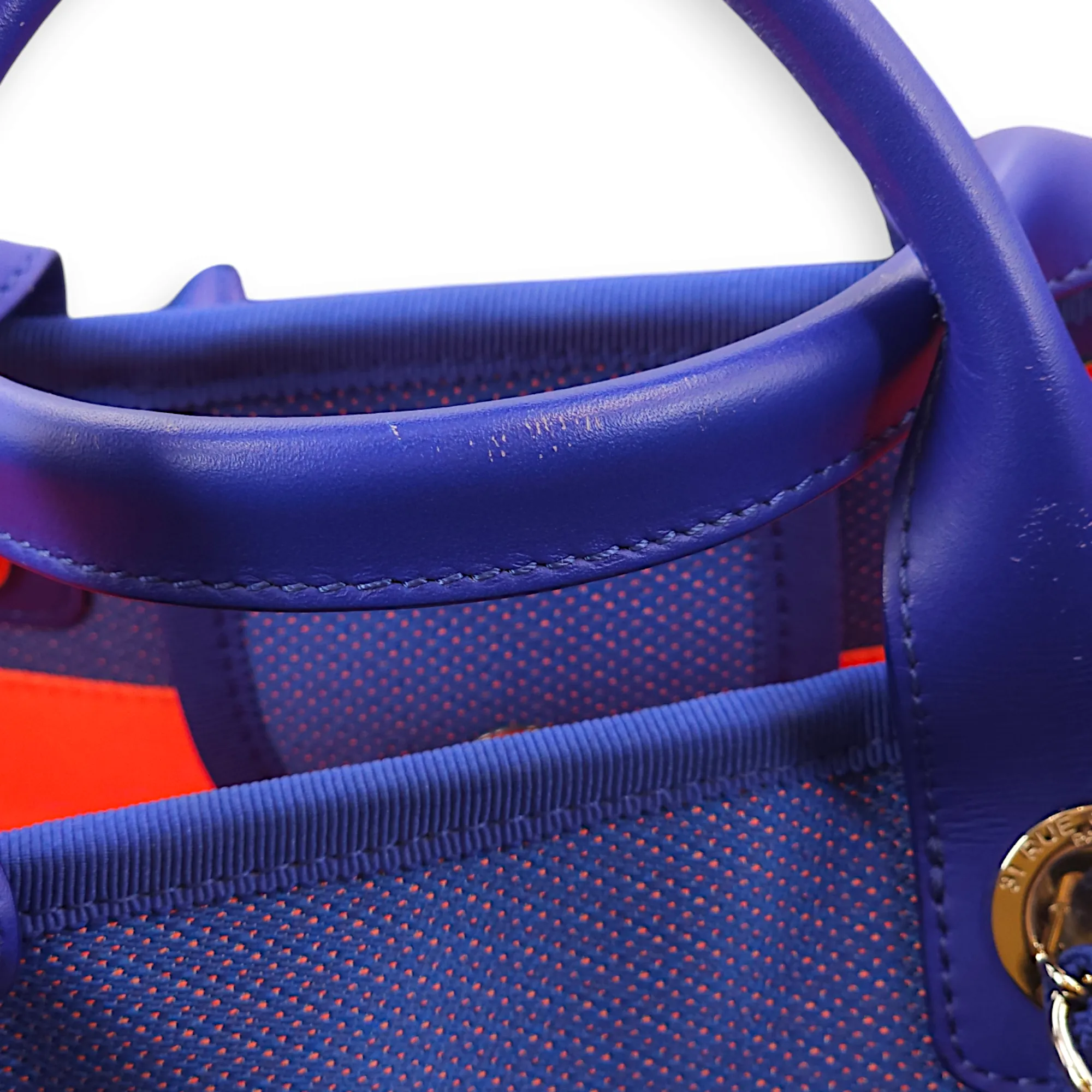 Deauville Large Blue / Orange Tote Bag in Fabric / Canvas, Palladium hardware