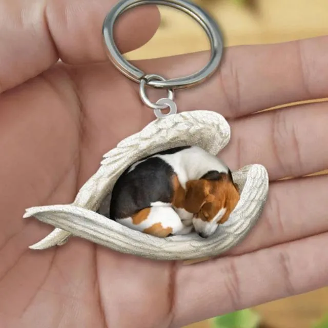 Dog Sleeping Angel Keychains