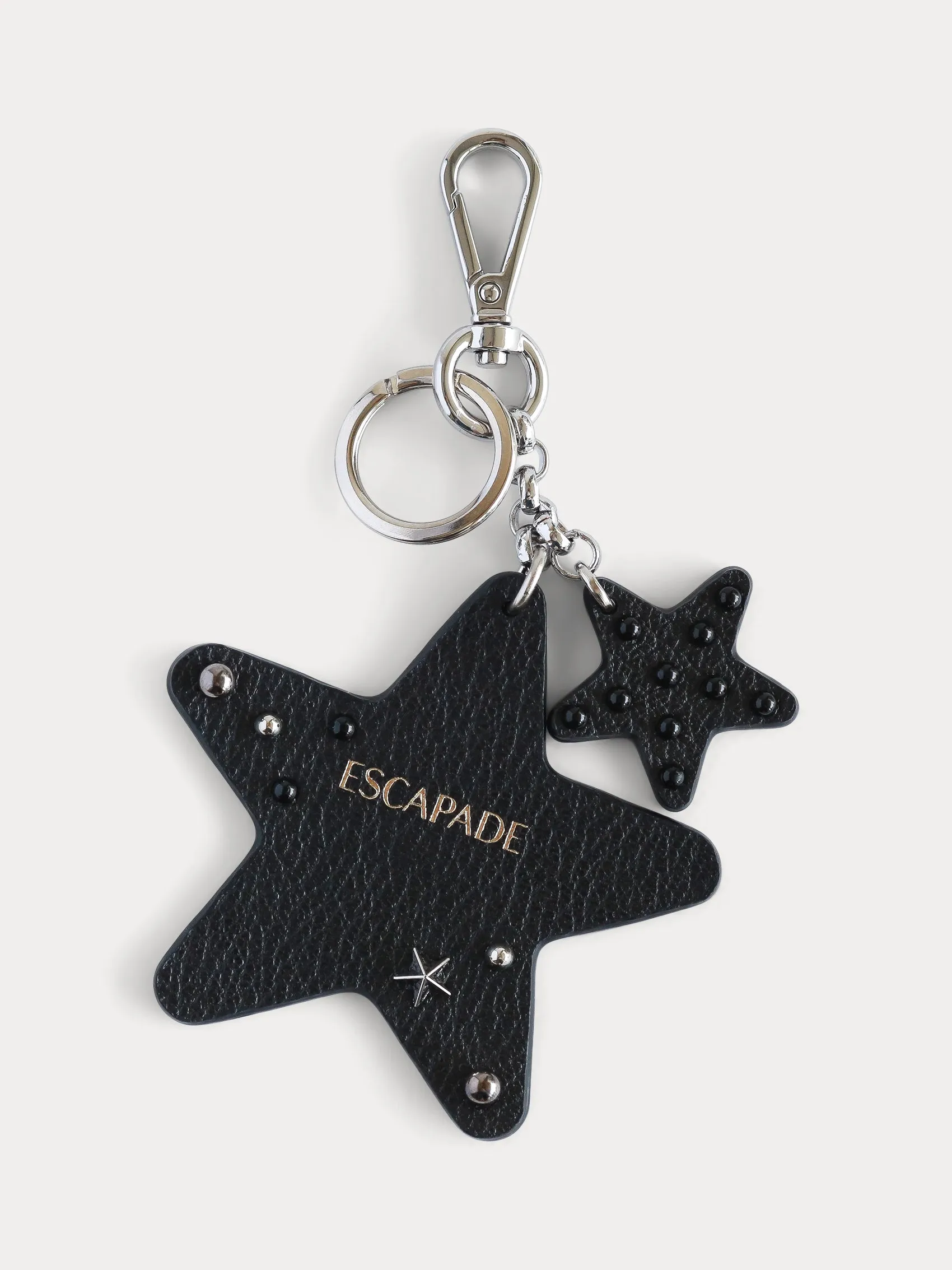 Double Star Leather Bag Charm / Keychain