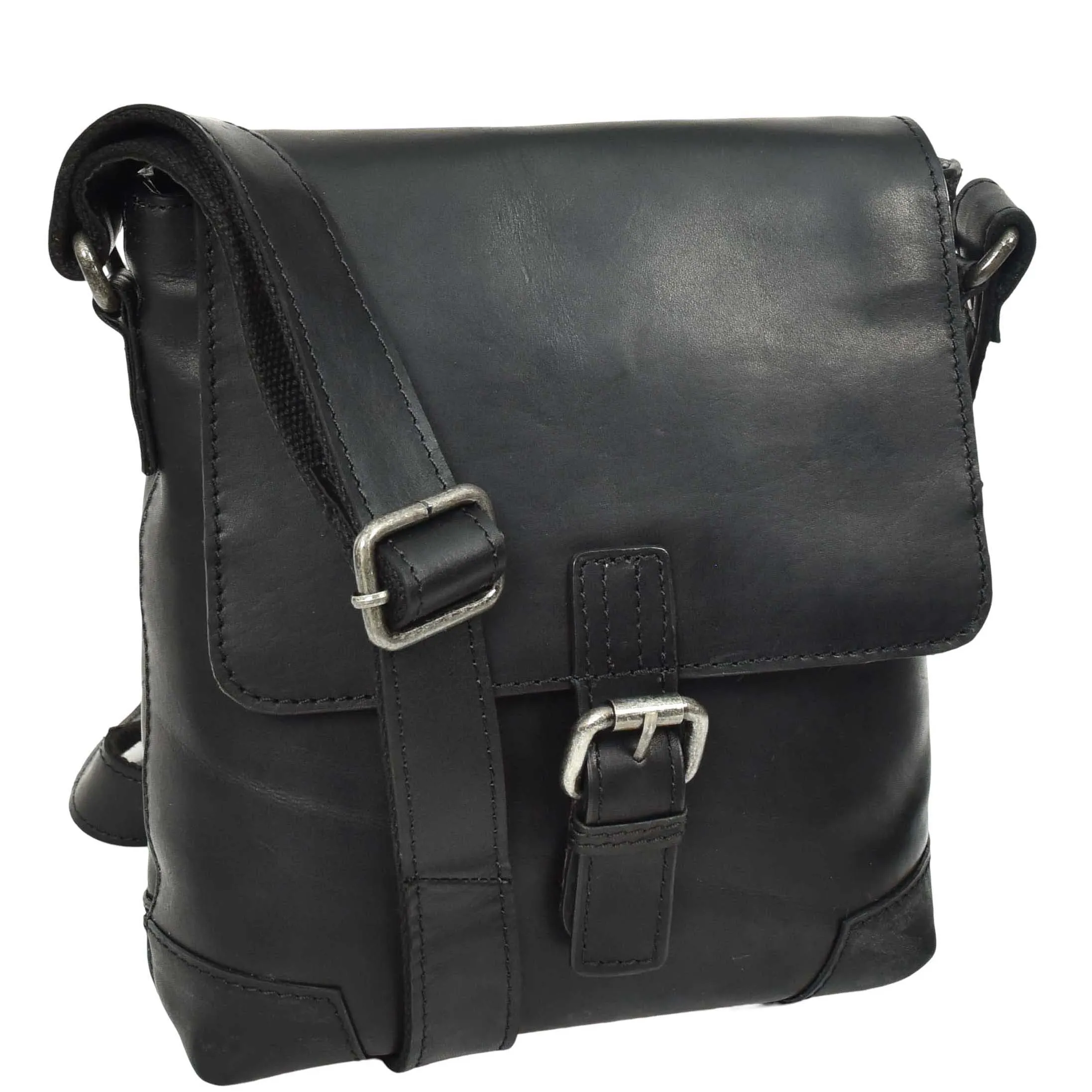 Durable Real Leather Man Flight Bag Cross Body Pouch Cannes Black