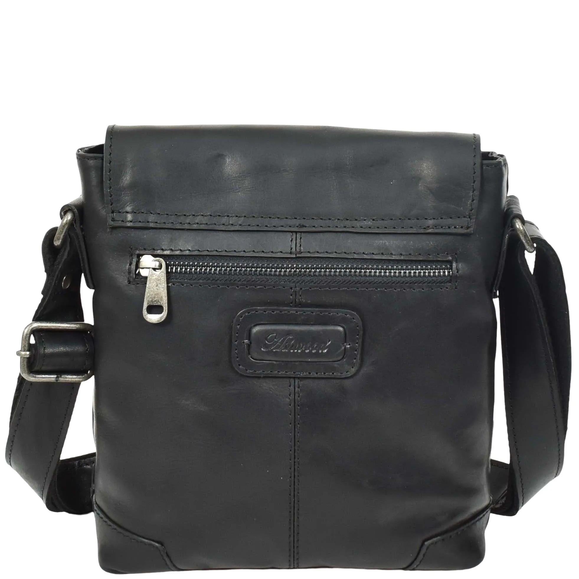 Durable Real Leather Man Flight Bag Cross Body Pouch Cannes Black