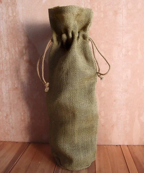 Eco-Friendly Single Bottle Jute Wine Bags with Drawstring WJ163