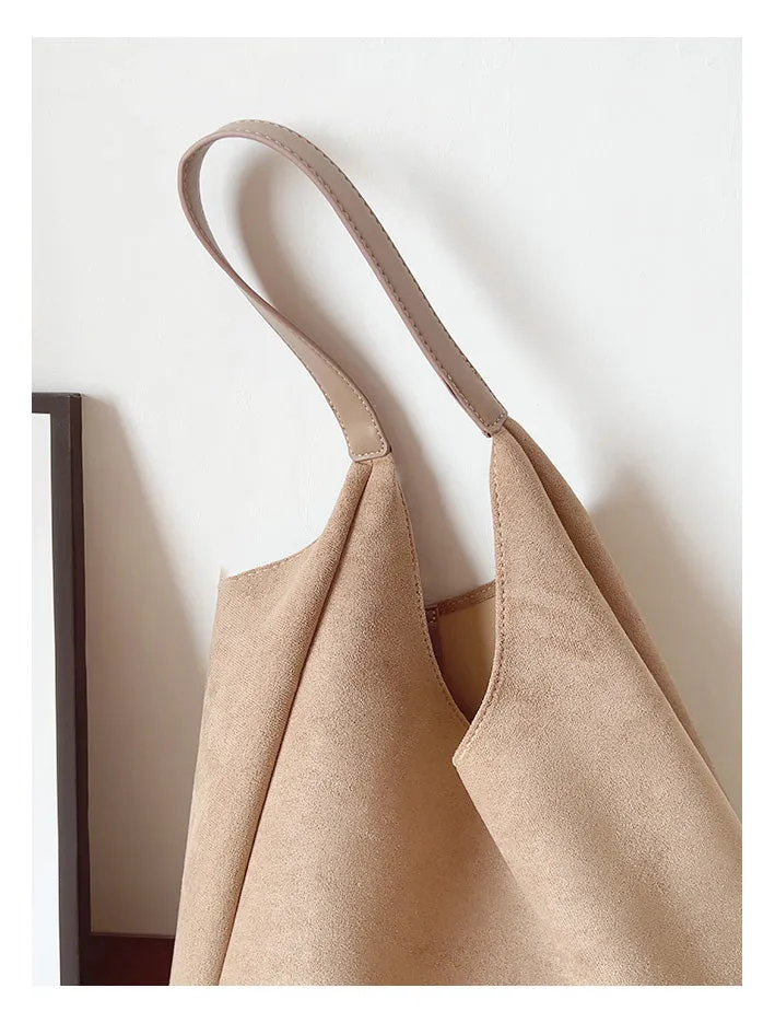 Elena Handbags Simple Suede Tote Bag