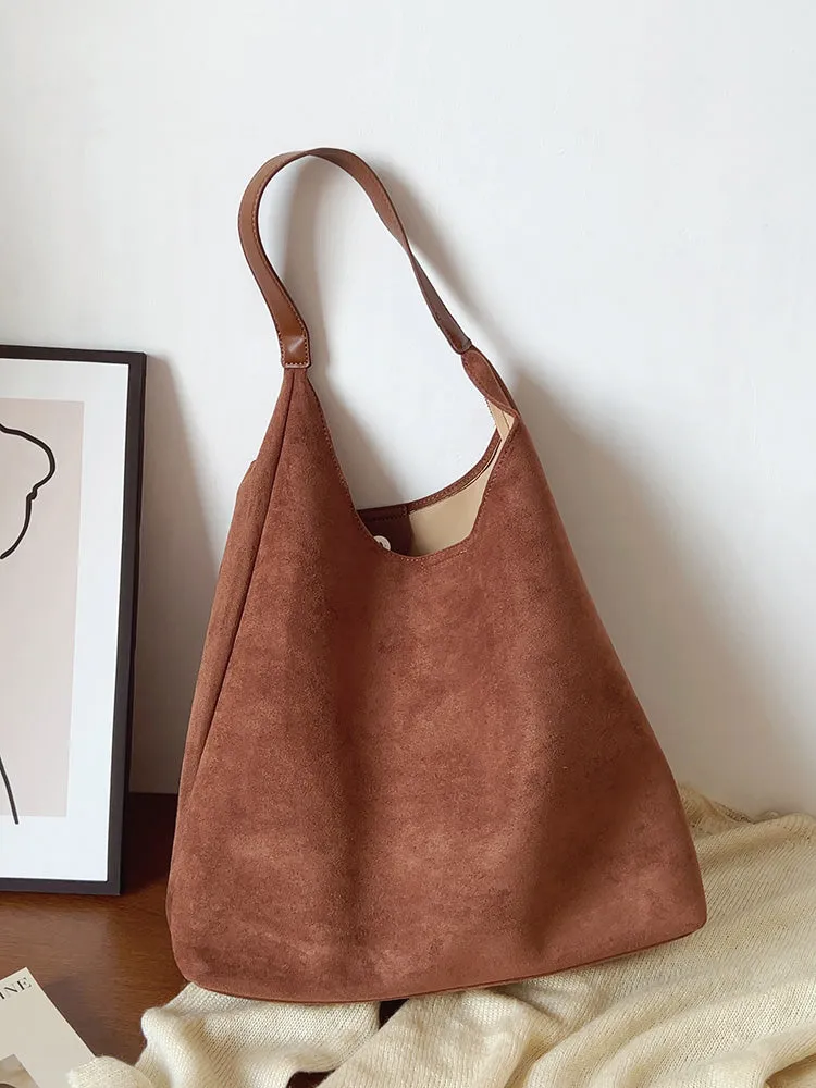 Elena Handbags Simple Suede Tote Bag