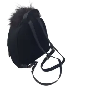 FENDI Bugs Eye 8BZ038 Backpack Nylon Black Pom Rucksack Ladies Men's Unisex