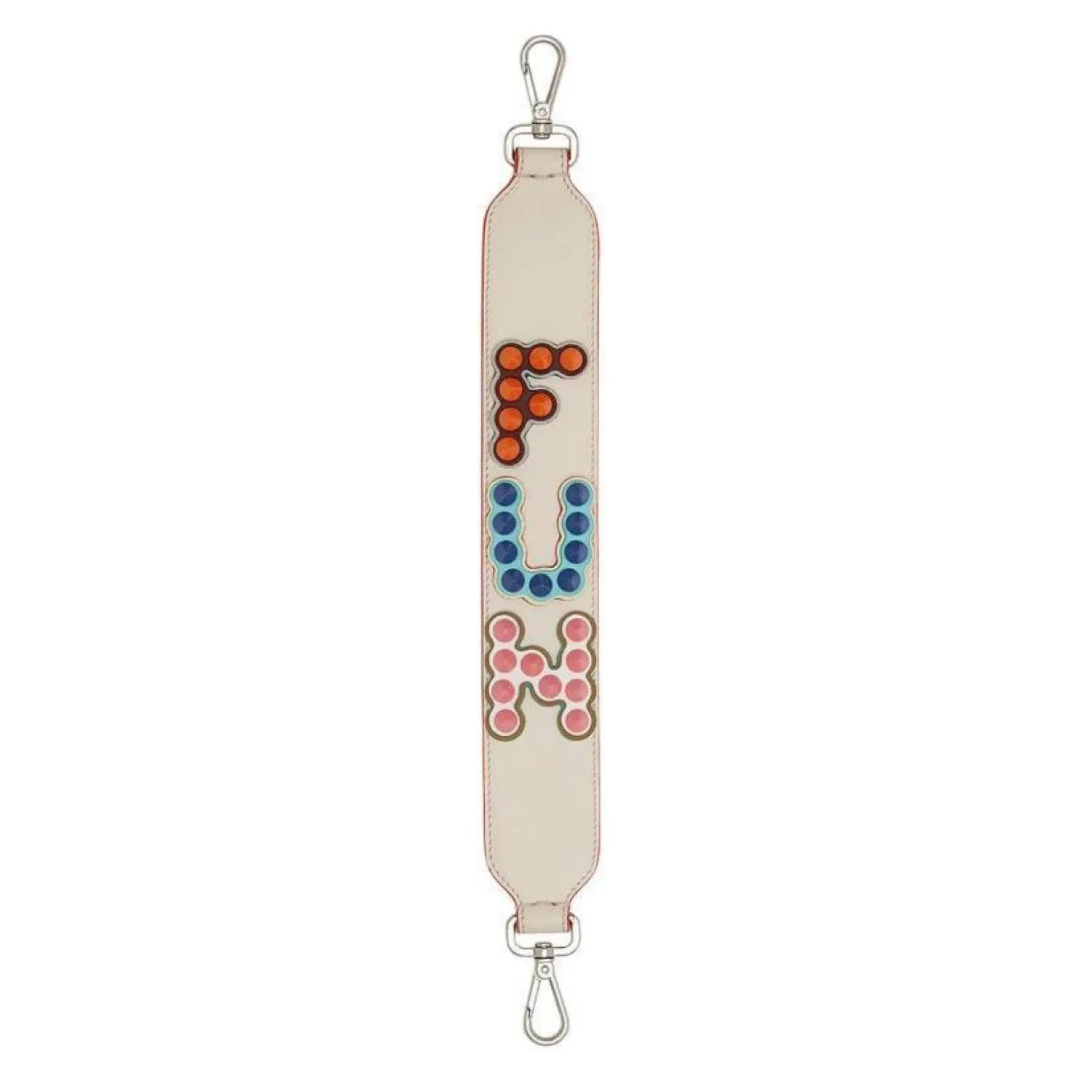 Fendi Camelia Beige Multicolor Studded "FUN" Mini Leather Shoulder Strap 8AV105