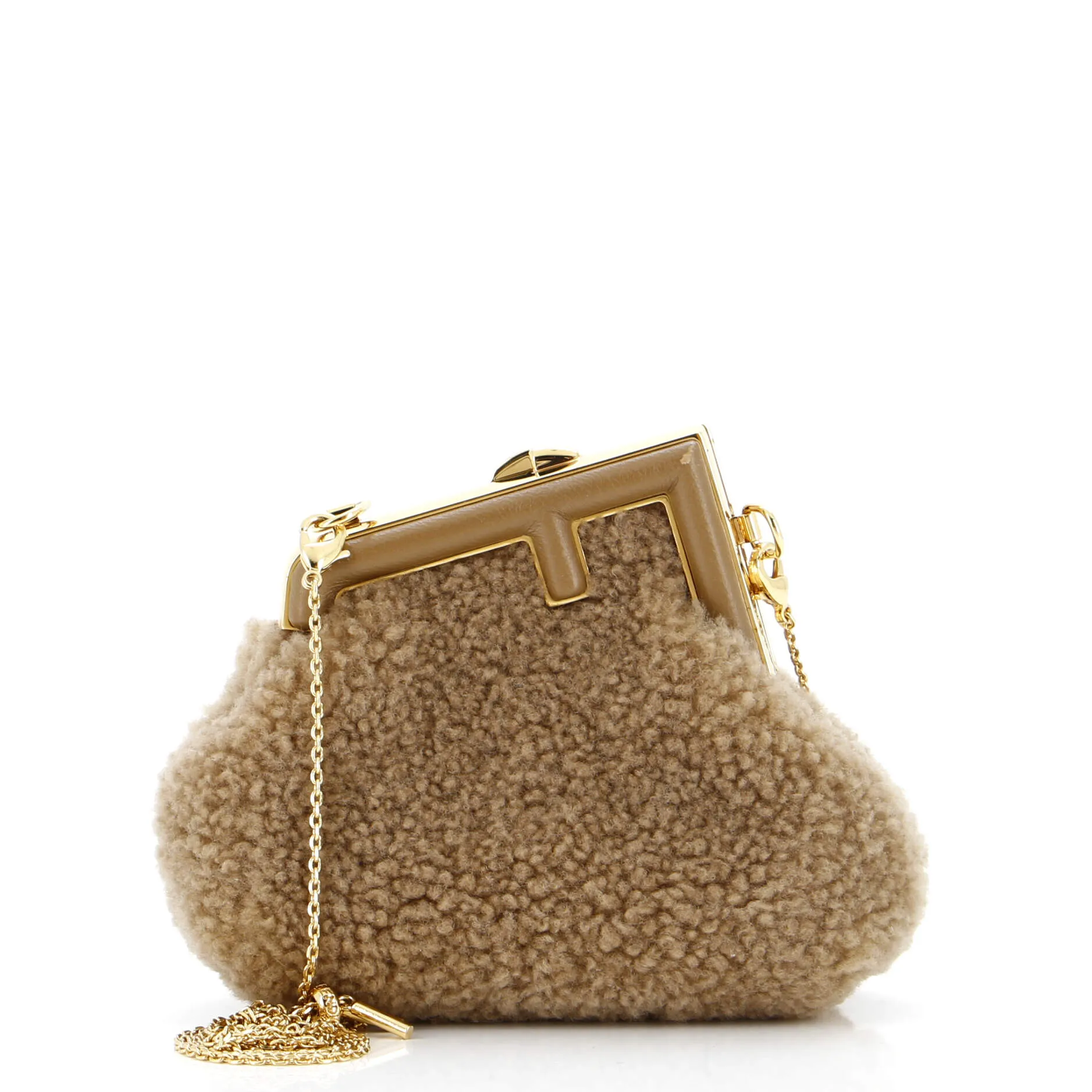 FENDI First Charm Crossbody Bag Shearling Nano