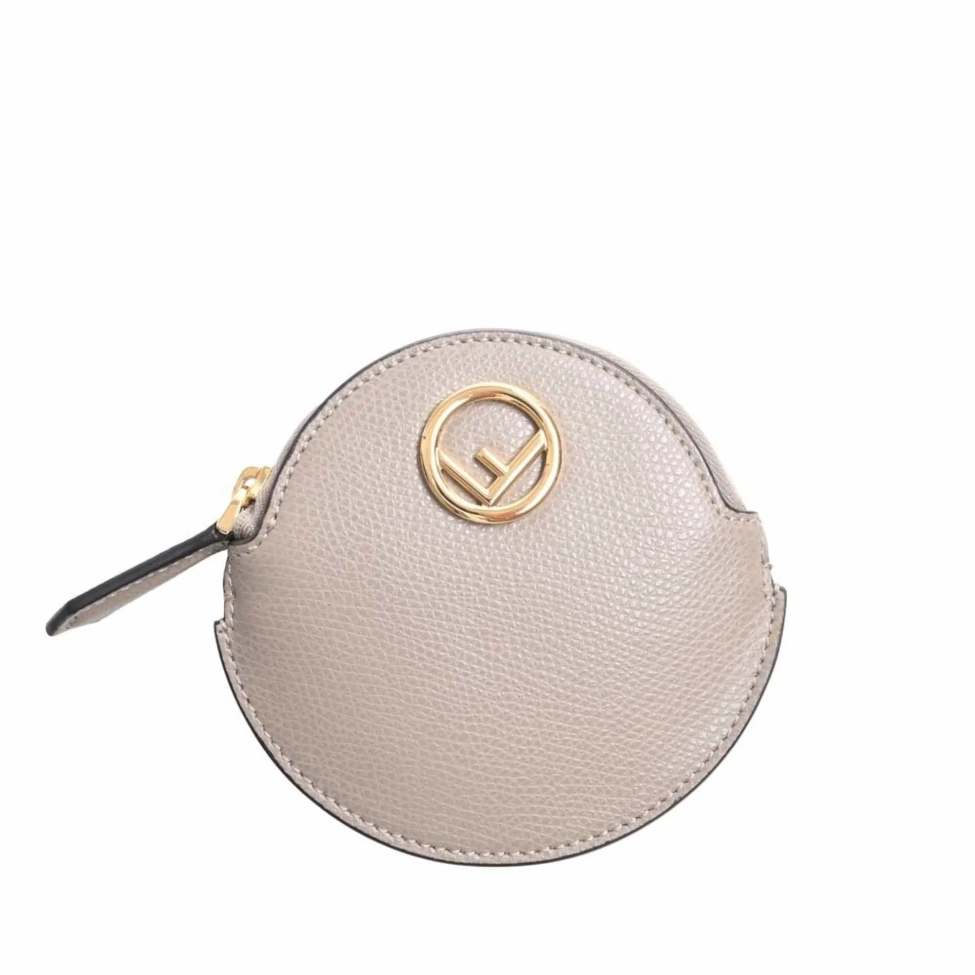 FENDI F's Leather Coin Case 8M0444 Greige Ladies