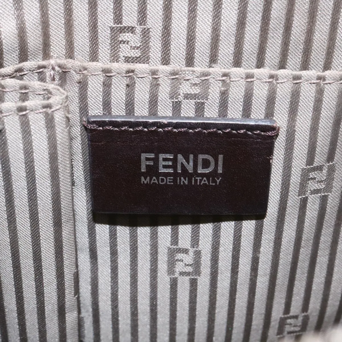 FENDI Hand Bag Leather 2way Shoulder Bag Gray  am2118g