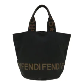 FENDI Hand Bag Nylon Black Brown Auth yb084