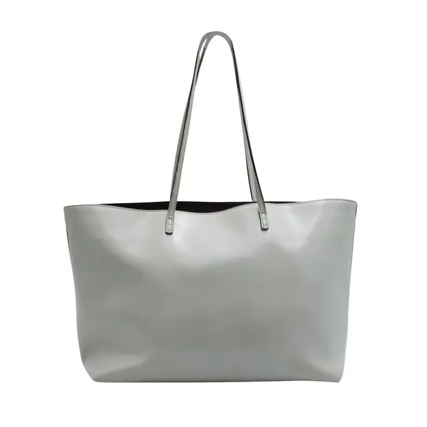 FENDI Light Grey Leather Tote With Mirror "Monster Eyes"