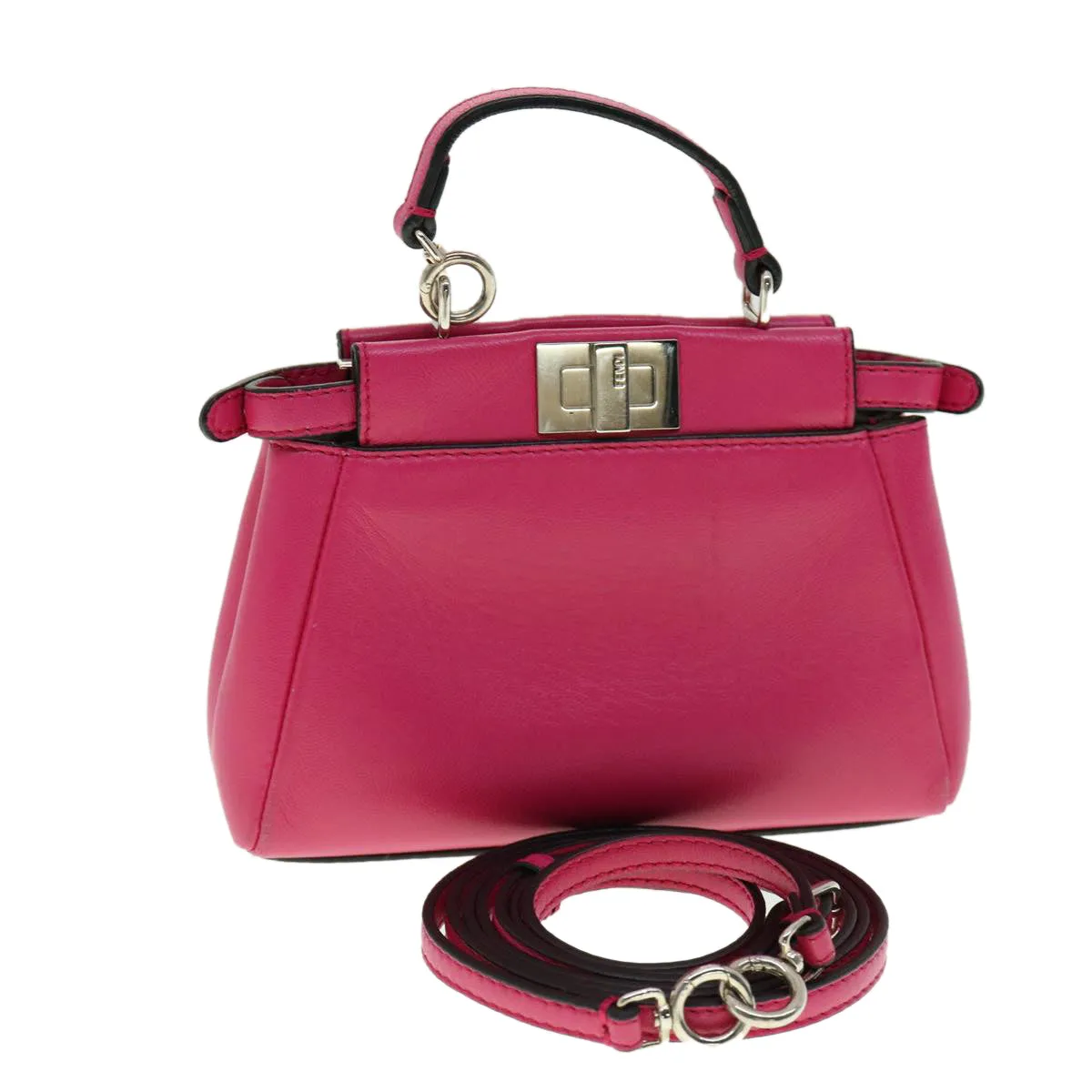 FENDI Micro Peek A Boo Hand Bag Leather 2way Pink  am2705gA