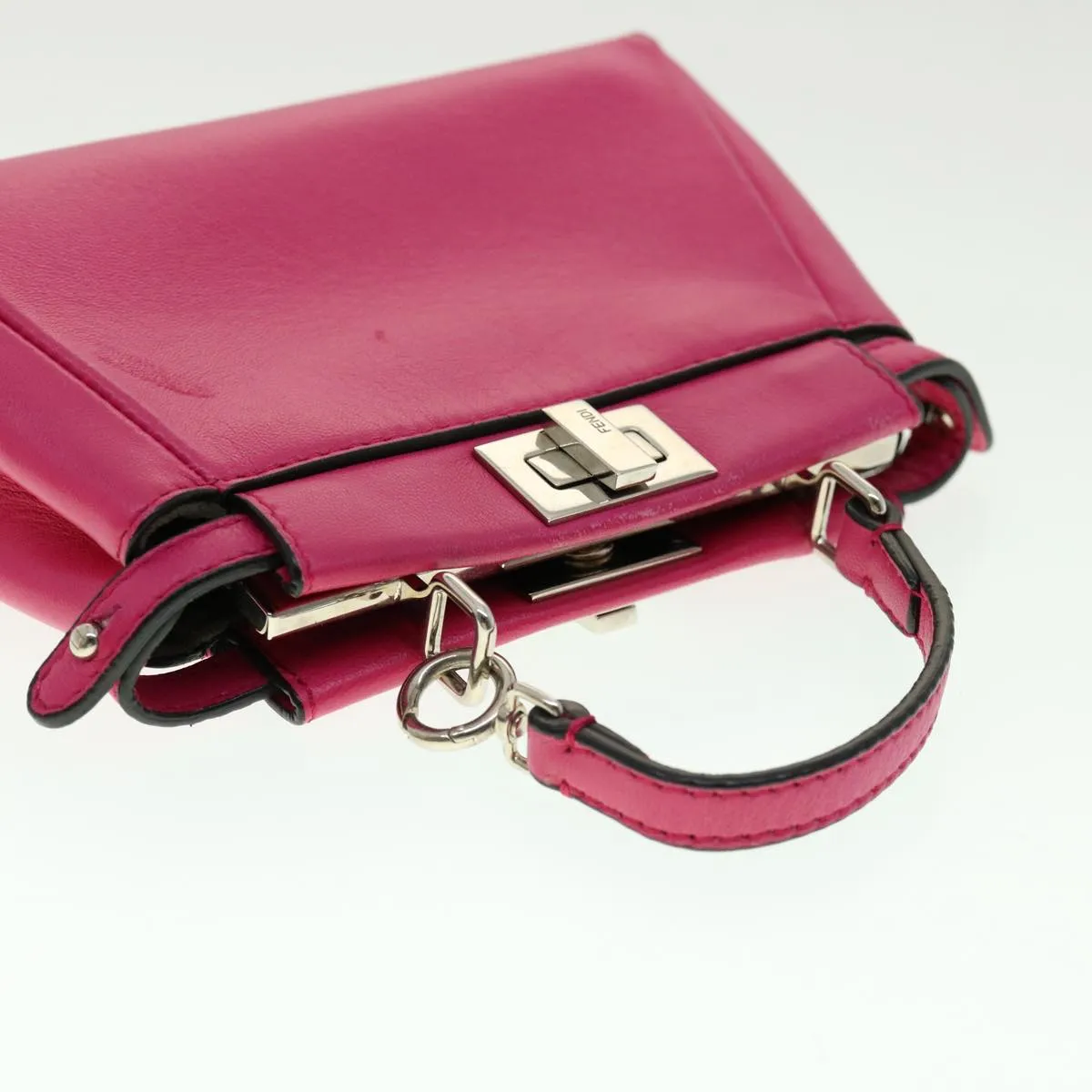 FENDI Micro Peek A Boo Hand Bag Leather 2way Pink  am2705gA