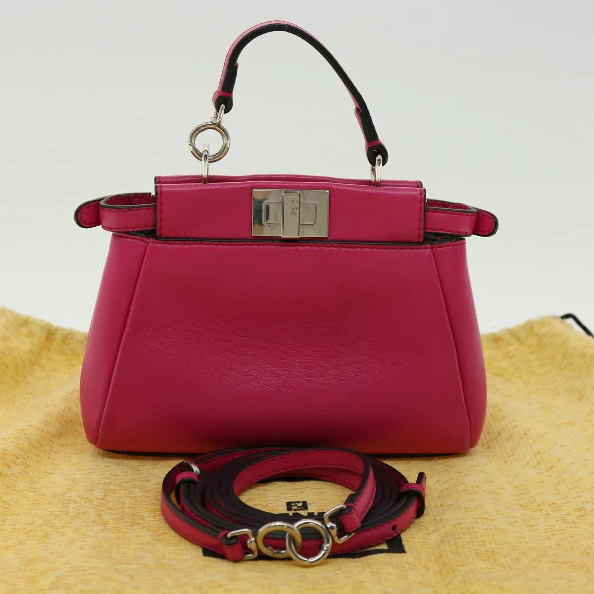 FENDI Micro Peek A Boo Hand Bag Leather 2way Pink  am2705gA