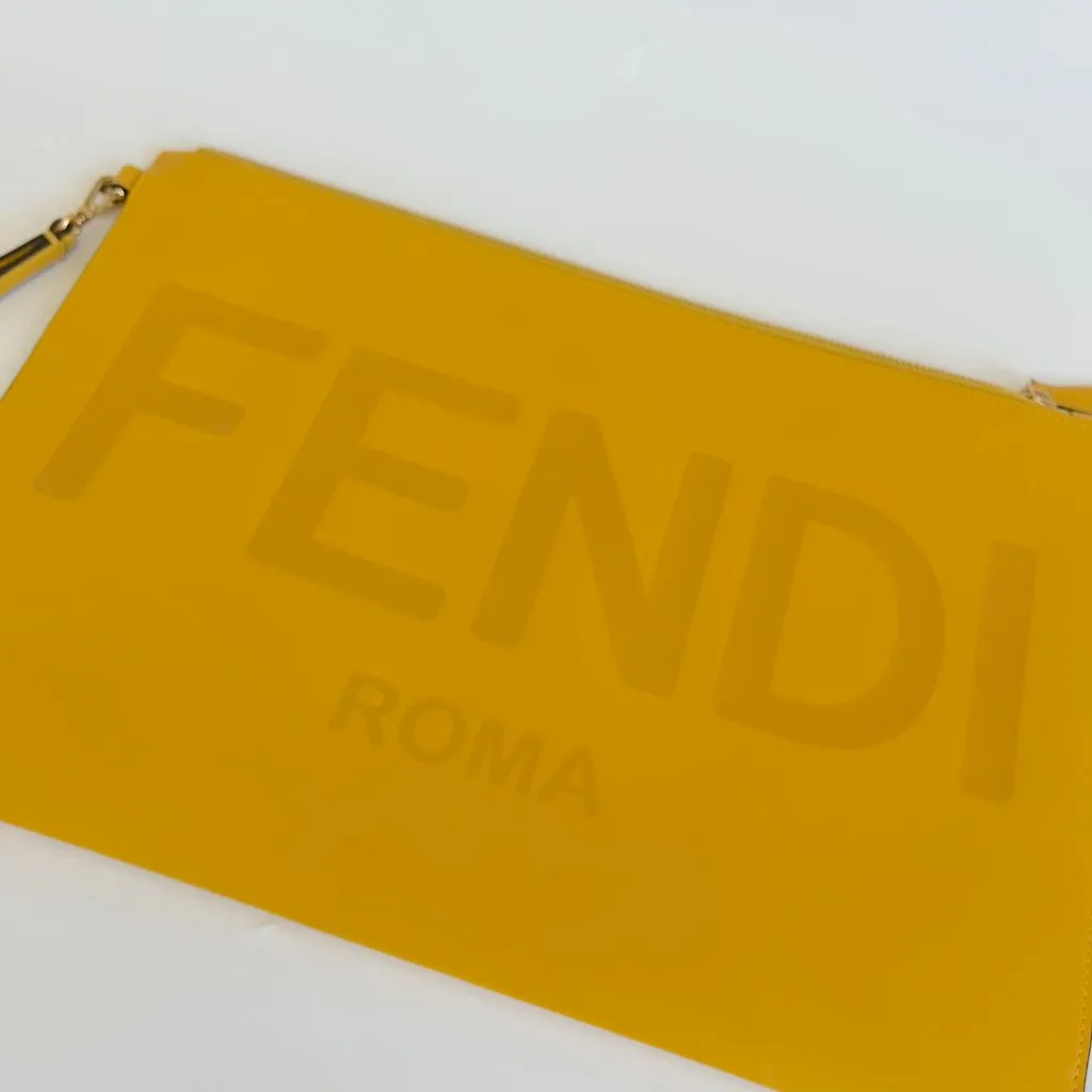 Fendi Roma Flat Pouch Yellow Large