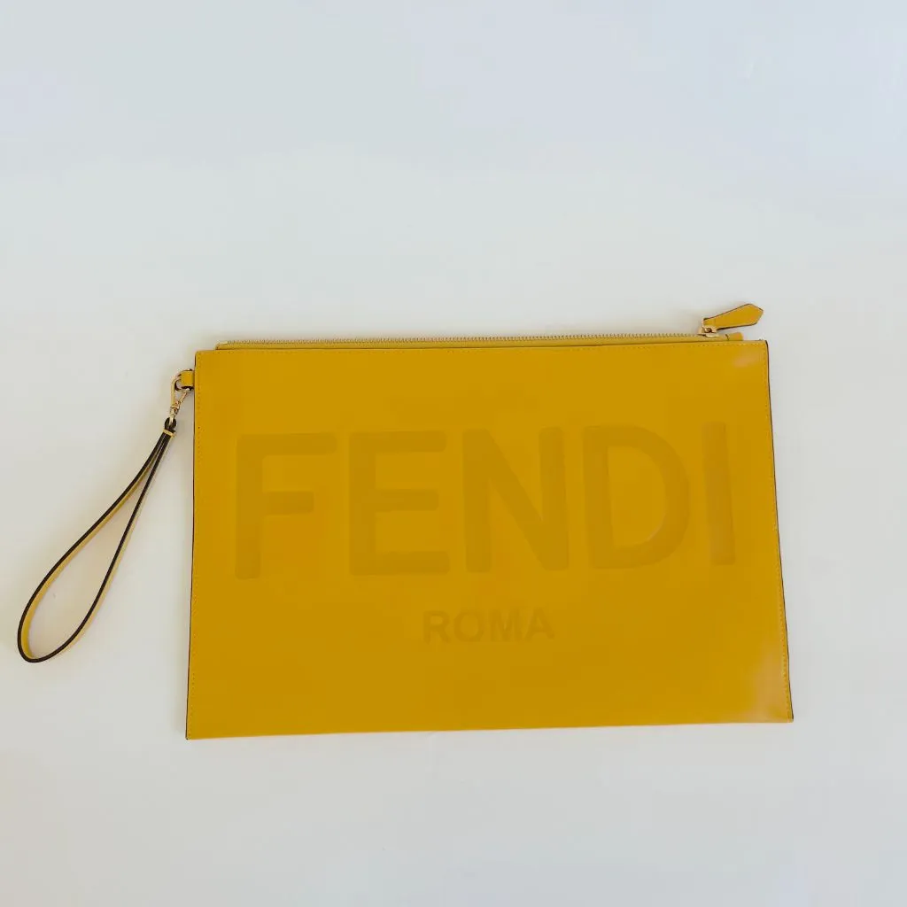 Fendi Roma Flat Pouch Yellow Large