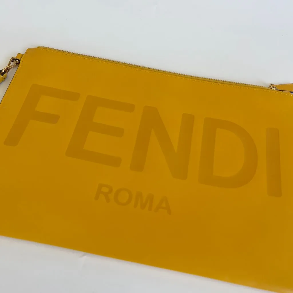 Fendi Roma Flat Pouch Yellow Large