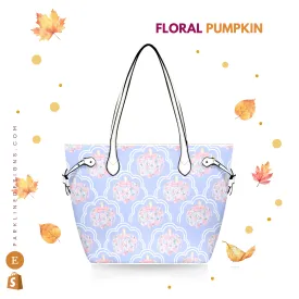 Floral Pumpkin Leather Bag| Perfect Autumn Gift for Her | Elegant & Durable Fashion Tote