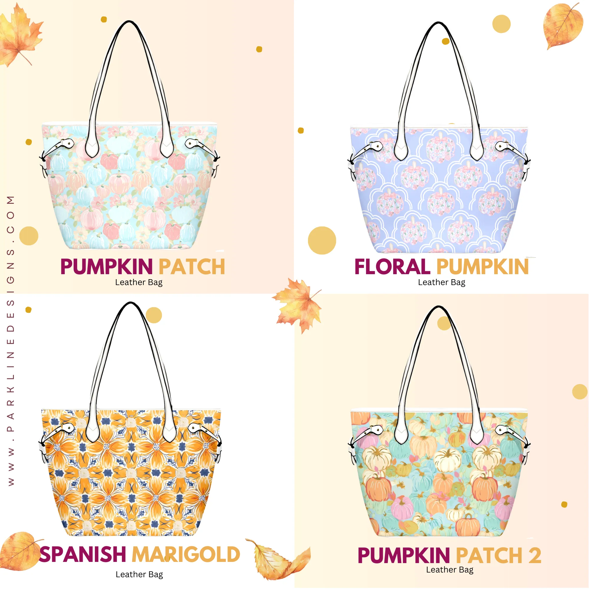 Floral Pumpkin Leather Bag| Perfect Autumn Gift for Her | Elegant & Durable Fashion Tote