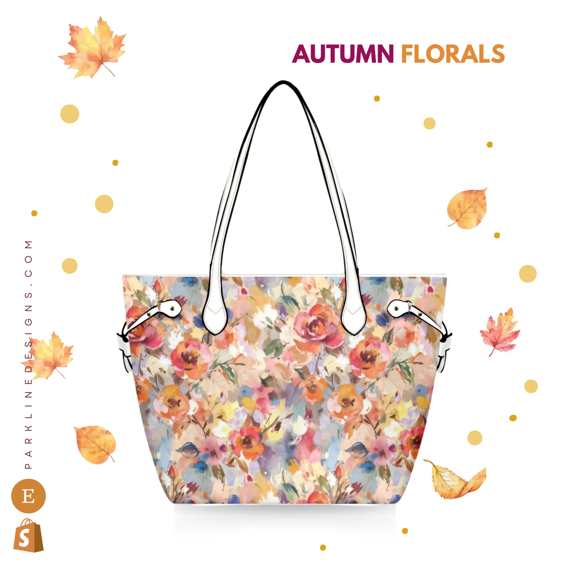 Floral Pumpkin Leather Bag| Perfect Autumn Gift for Her | Elegant & Durable Fashion Tote