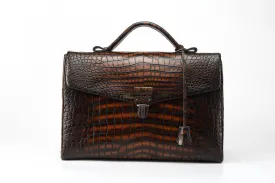 Genuine Crocodile Leather Briefcase Business Bags-Vintage Brown