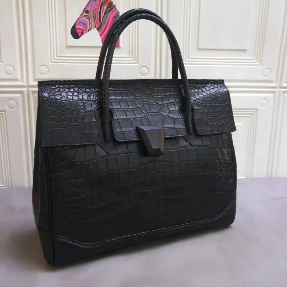 Genuine Crocodile Leather Large Tote Briefcase Business Bag