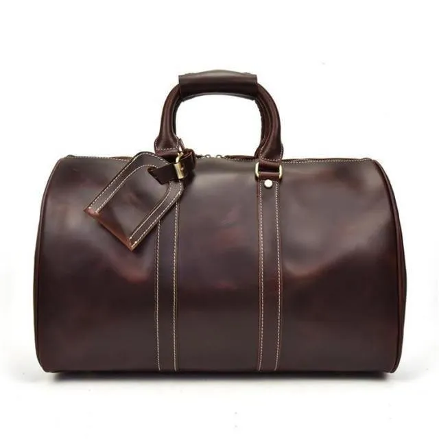 Genuine Leather Weekender Duffel Bags In 3 Shades Of Brown