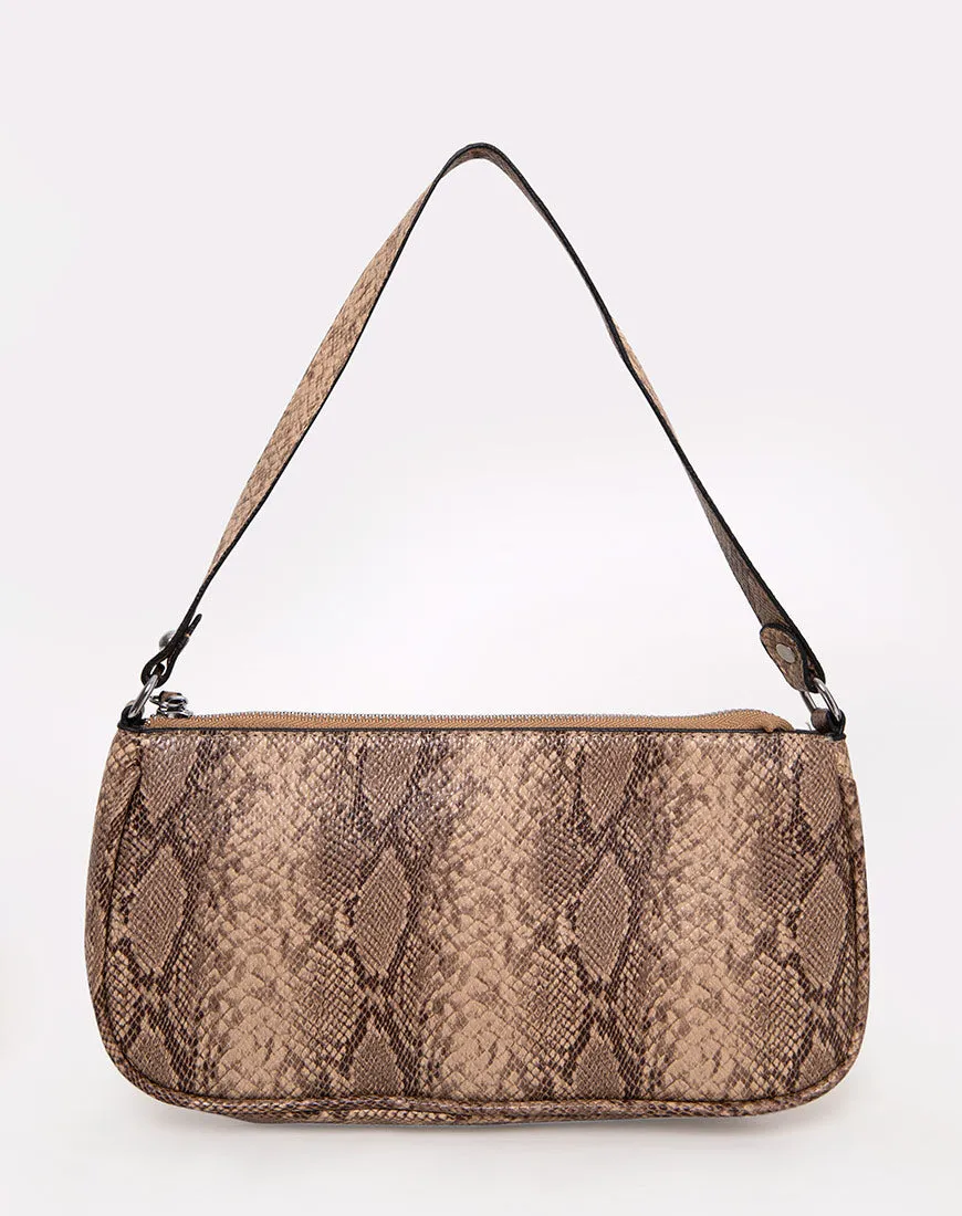 Gigi Shoulder Bag in Snake Beige