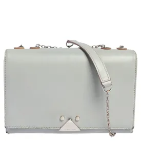 Grey Leather Chain Shoulder Bag