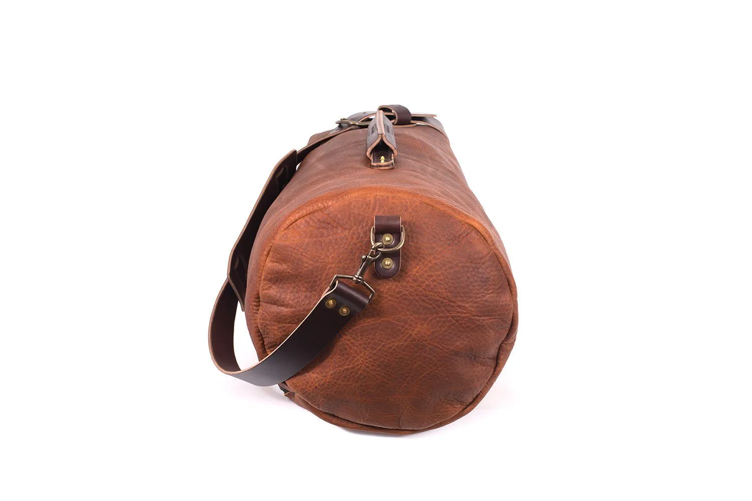 GUNNAR ZIPPERED LEATHER DUFFLE BAG - MILITARY STYLE DUFFLE BAG - IN STOCK