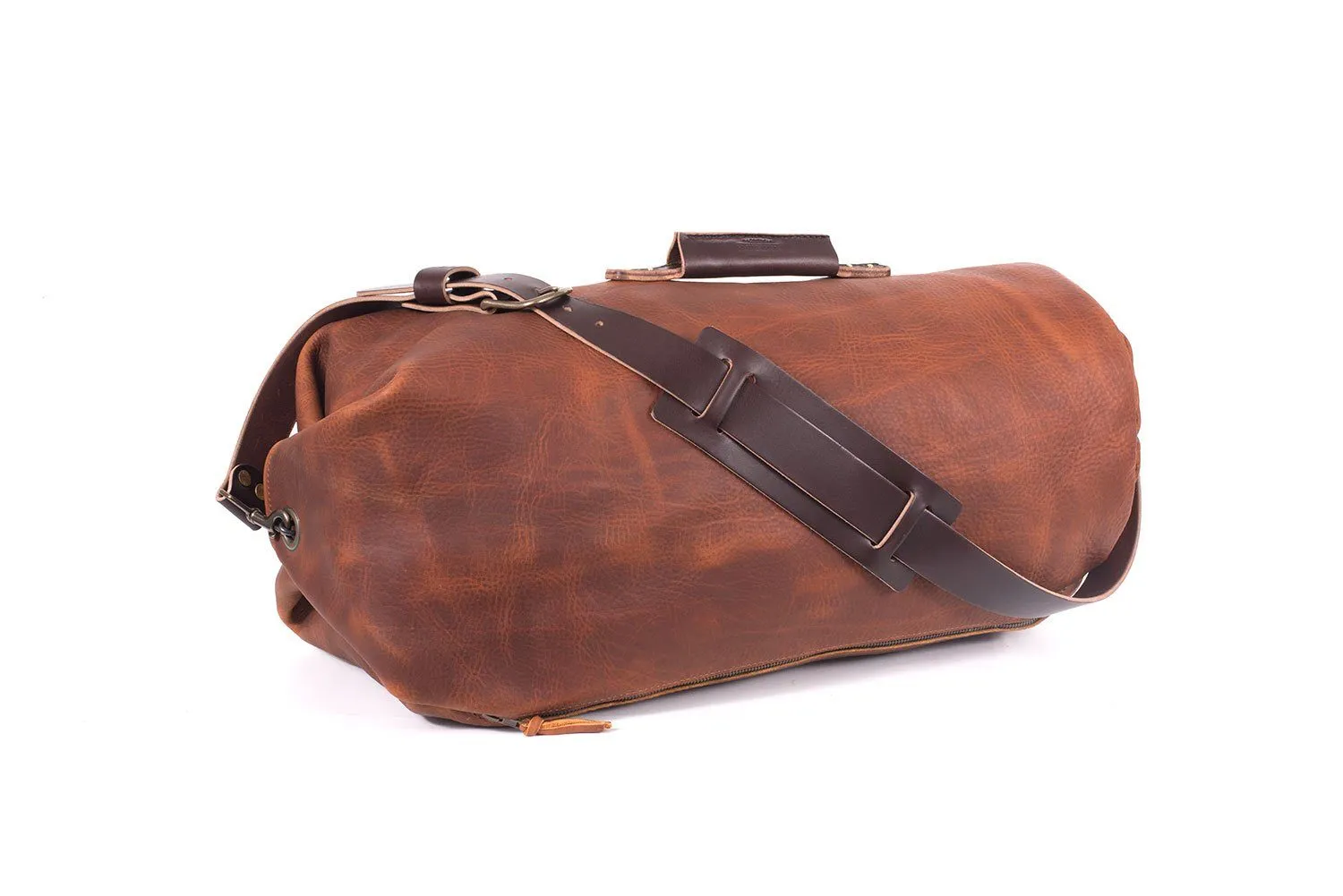 GUNNAR ZIPPERED LEATHER DUFFLE BAG - MILITARY STYLE DUFFLE BAG - IN STOCK