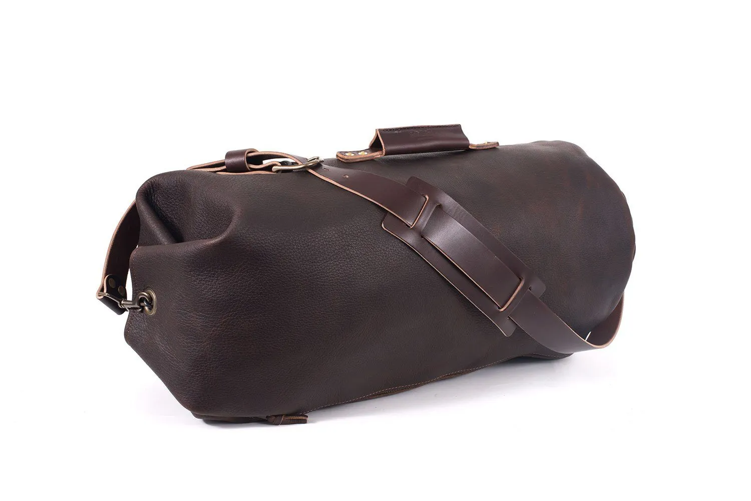 GUNNAR ZIPPERED LEATHER DUFFLE BAG - MILITARY STYLE DUFFLE BAG - IN STOCK