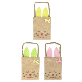 Hessian Easter Bunny Party Bags - Assorted Colours - 18.5cm - Each