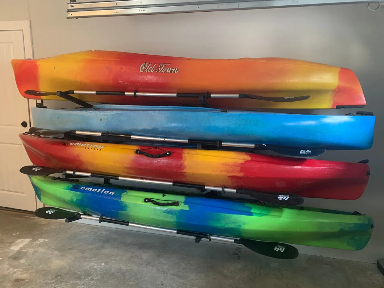 Indoor-Outdoor Wall Rack |  46 Inch Adjustable Height | Kayak & SUP