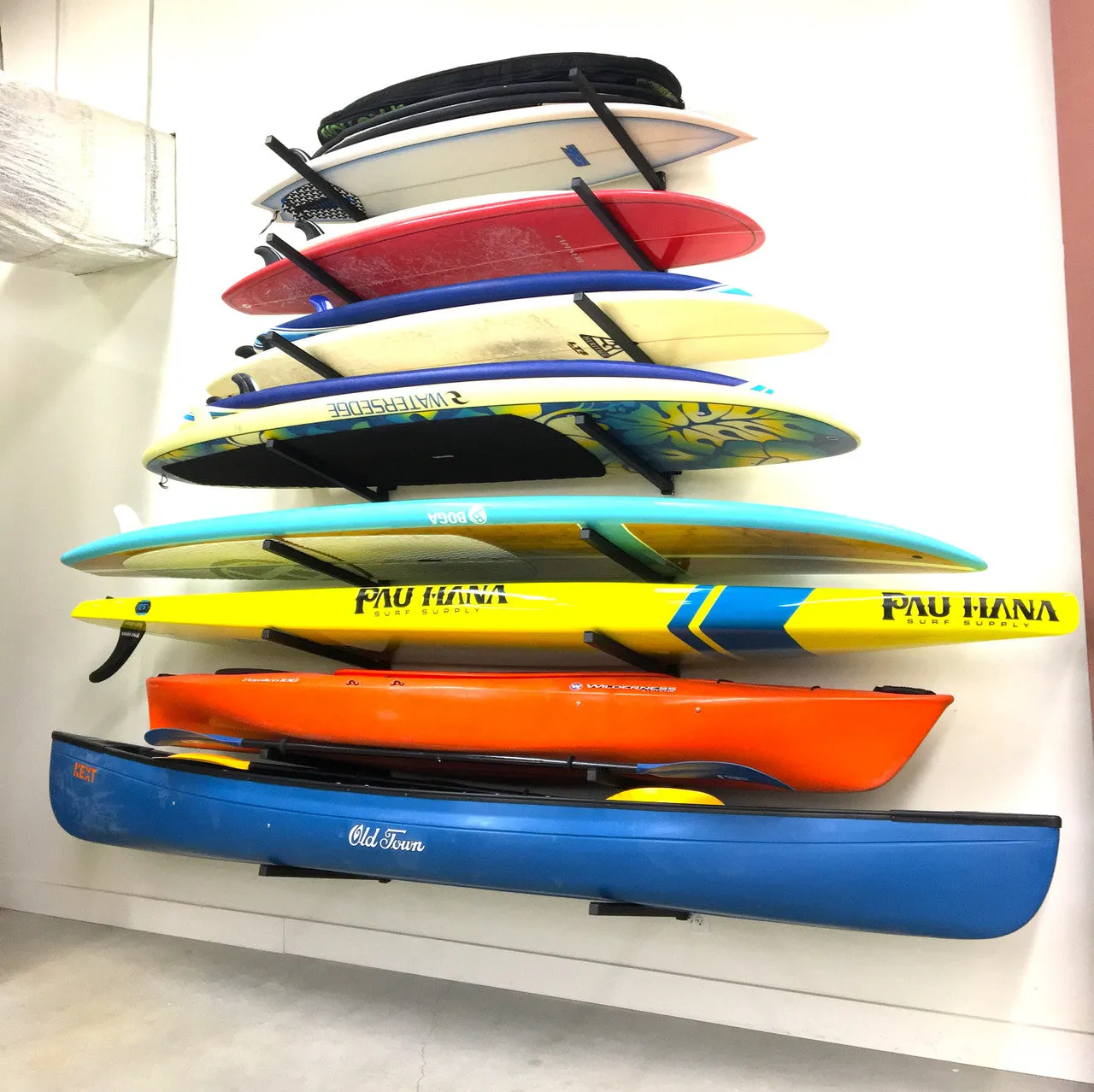 Indoor-Outdoor Wall Rack |  46 Inch Adjustable Height | Kayak & SUP