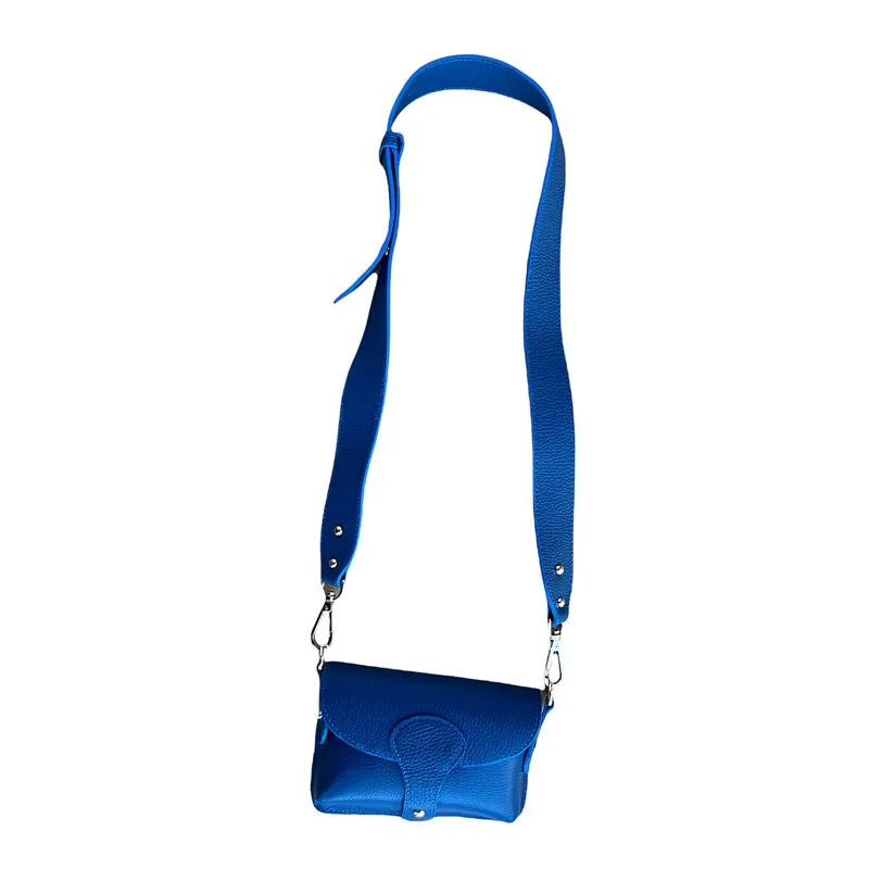 Italian Leather Mini Handbag in Royal Blue