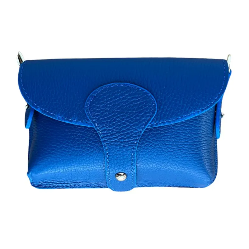 Italian Leather Mini Handbag in Royal Blue