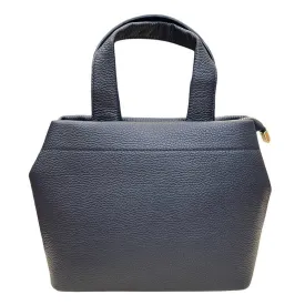 Italian Leather Mini Tote Bag in Navy